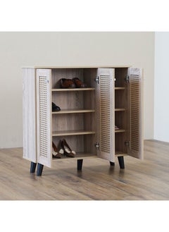 DANUBE HOME Lacey 3 Door Shoe Cabinet 16 Pairs Of Shoes Modern Design Furniture Wooden Shoe Organizer For Entryway Hallway Living Room L 90x32x91 Cm Sonoma Oak  - Image 5