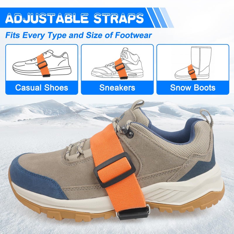 JSHANMEI Ice Cleats Mid-Sole Snow Traction Cleats for Walking on Snow and Ice Anti-Slip Crampons with Adjustable Straps 7 Tungsten Studs Rotatable Non-Slip Crampons for Men Women Indoor/Outdoor(M- 2 Pairs) - Image 4