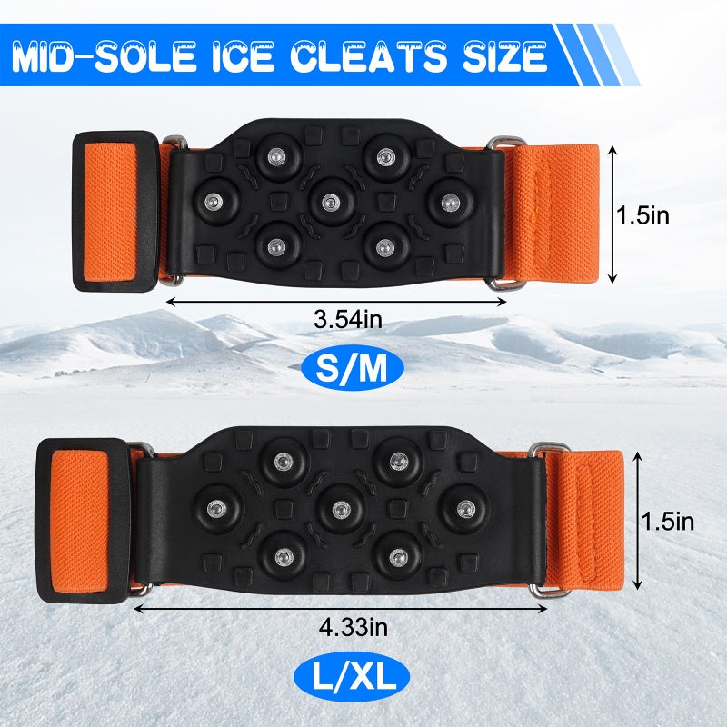 JSHANMEI Ice Cleats Mid-Sole Snow Traction Cleats for Walking on Snow and Ice Anti-Slip Crampons with Adjustable Straps 7 Tungsten Studs Rotatable Non-Slip Crampons for Men Women Indoor/Outdoor(M- 2 Pairs) - Image 3