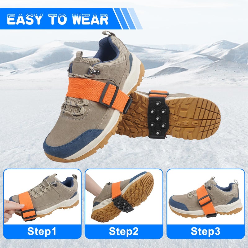 JSHANMEI Ice Cleats Mid-Sole Snow Traction Cleats for Walking on Snow and Ice Anti-Slip Crampons with Adjustable Straps 7 Tungsten Studs Rotatable Non-Slip Crampons for Men Women Indoor/Outdoor(M- 2 Pairs) - Image 5