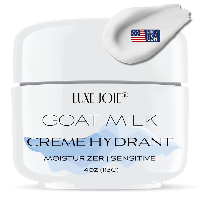 LuxeJoie Goat Milk Moisturizer Face Cream Vitamin C  E Anti Aging Reduce Dark Circles Puffiness Under Eye Bags Wrinkles  Fine Lines 4 oz