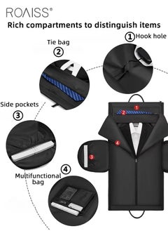 roaiss Multifunctional Expandable Suit Bag for Man Business Large Capacity Fitness Luggage Bag Mans Foldable Waterproof Multi Compartment Design Travel Bag with Independent Shoe Compartment  - Image 2