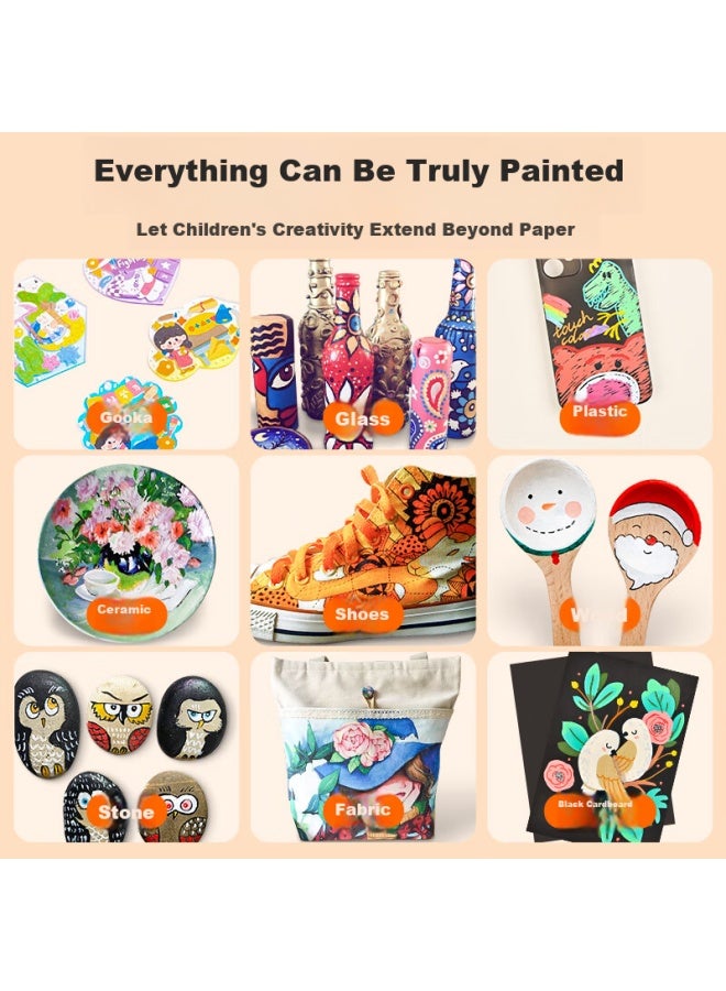 Touchcolor Acrylic Markers For Primary School Students, Refillable, Kindergarten Children's Safe Non-toxic Washable Diy Watercolor Pens, 80 Colors Acrylic Pen Set, Art-specific Drawing Brushes - Image 5