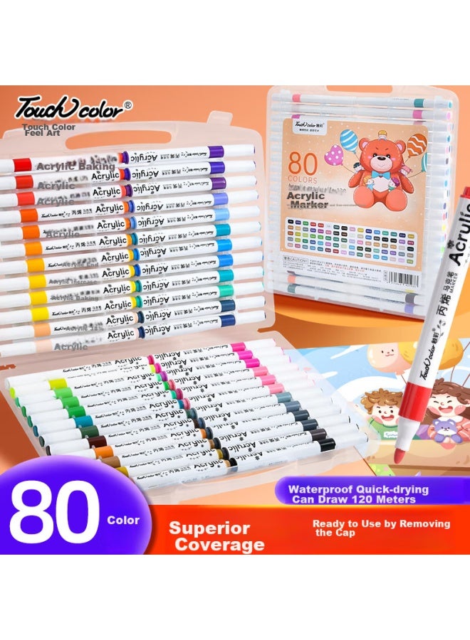 Touchcolor Acrylic Markers For Primary School Students, Refillable, Kindergarten Children's Safe Non-toxic Washable Diy Watercolor Pens, 80 Colors Acrylic Pen Set, Art-specific Drawing Brushes - Image 1