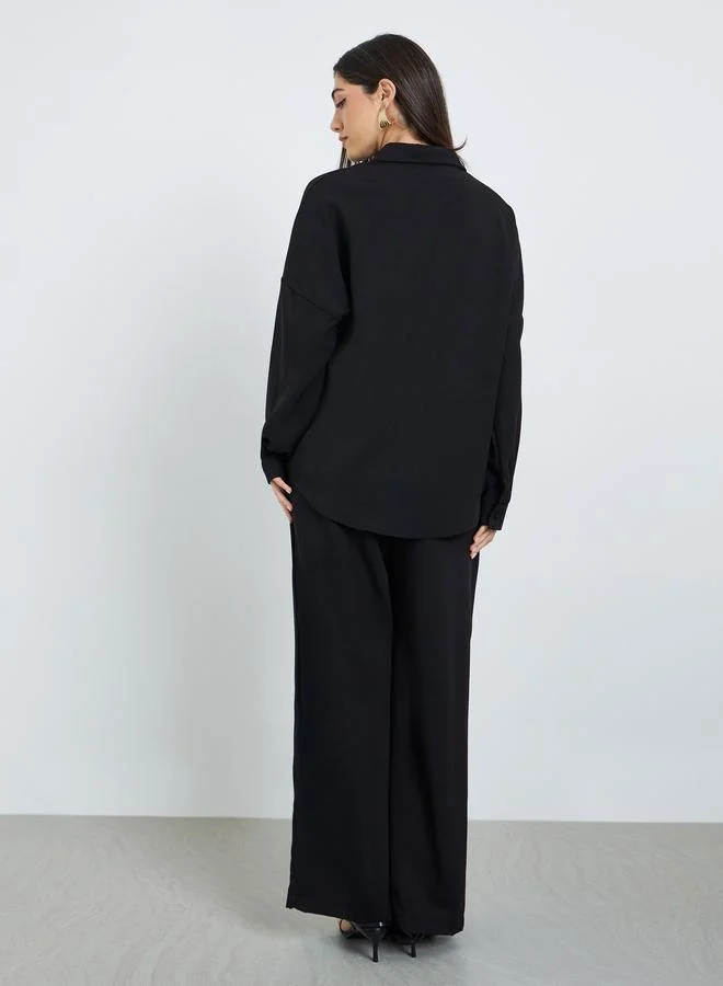 Amirah  Women Oversized Shirt and Wide Leg Modest Set for Women | Best Price UAE