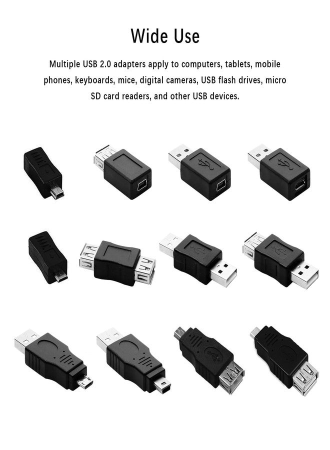 Flylin Multiple USB 2.0 Adapters, USB OTG Adapter Kit 12Pcs Micro/Mini Male Female Sockets Converters Connectors Support Data Transmission and Charging for Computer Tablet PC Mobile Phone - Image 5