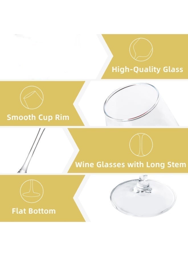 Wine Glasses Set of 6, 12oz Clear Red/White Wine Glasses, Long Stem Wine Glasses for Party, Wedding and Home - Image 5