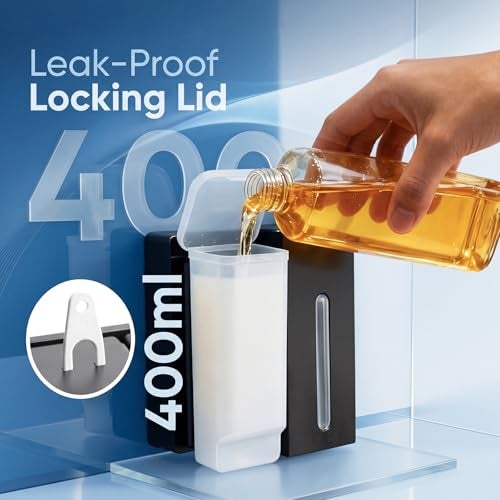 chufa 2-Pack Shampoo & Conditioner Dispenser, Wall-Mounted Shower Soap Dispenser, 800 ML (2×400 ML) Capacity, No-Drill Adhesive or Screws, Refillable Clear-Window Bottles for Bathroom & Hotel - Image 4