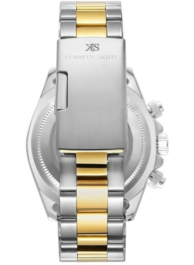 KENNETH SCOTT Kenneth Scott Men LD53 Movement Watch, Multi Function Display and Stainless Steel Strap - K23123-TBTW, Gold/Silver - Image 3