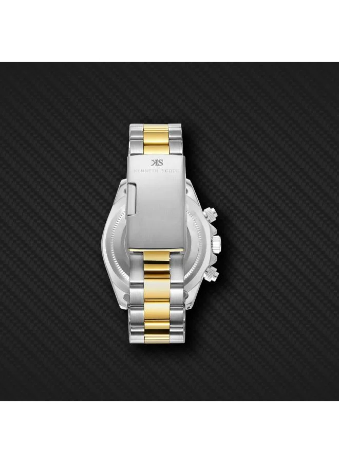 Kenneth Scott Silver Kenneth Scott Men LD53 Movement Watch, Multi Function Display and Stainless Steel Strap - K23123-TBTW, Gold/Silver for Men | Best Price UAE