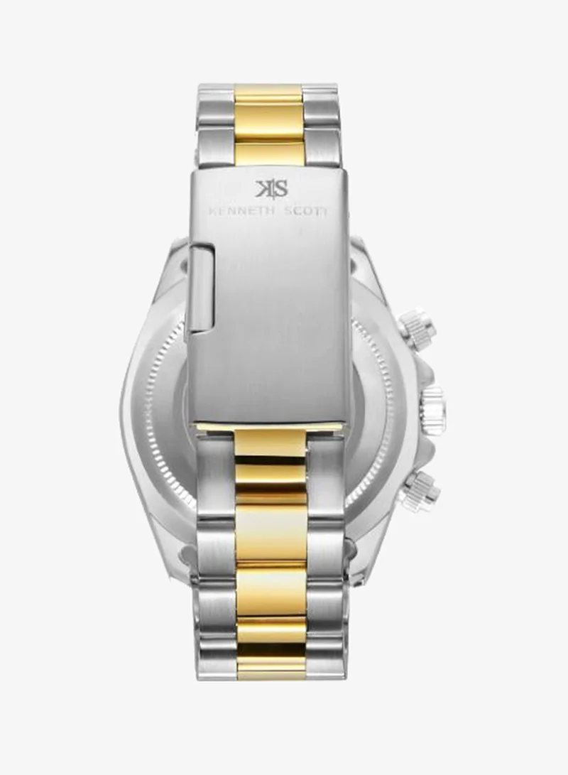 Kenneth Scott Silver Kenneth Scott Men LD53 Movement Watch, Multi Function Display and Stainless Steel Strap - K23123-TBTW, Gold/Silver for Men | Best Price UAE