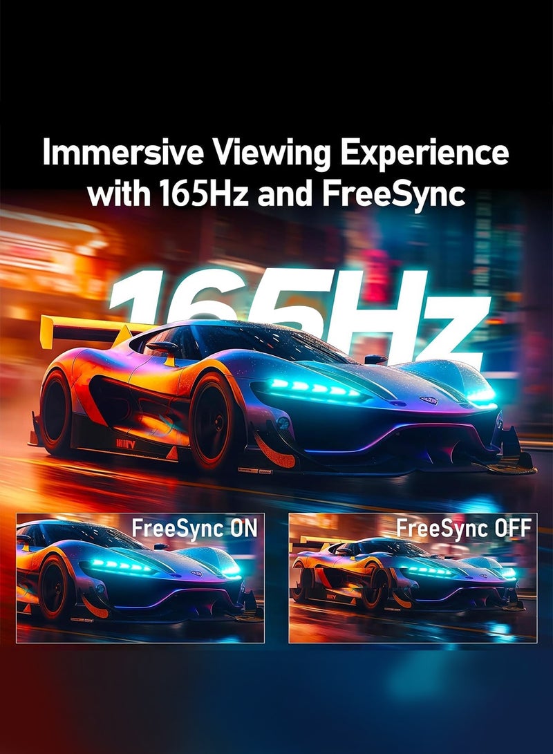 HILUKE 34 Inch Curved Ultra Wide WQHD 4K (3440 × 1440) Gaming Monitor, 165Hz 1500R-PIP/PBP, 1ms (MPRT), HDR400, DCI-P3 95%,FreeSync & G-Sync, 2 x DP 1.4 and 2 x HDMI 2.0, Tilt Height Adjustment - Image 5