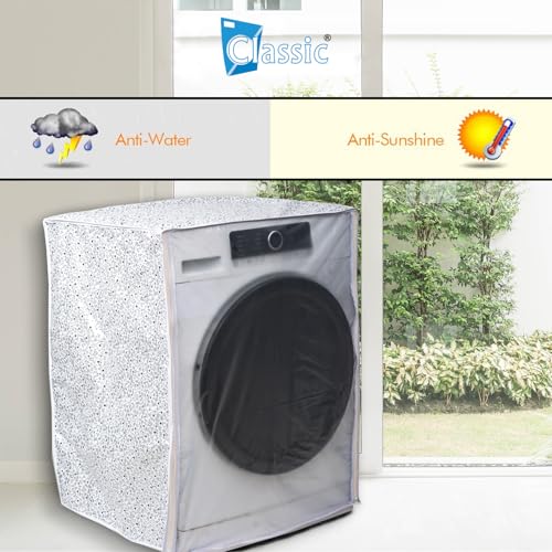 Classic® Front Load Washing Machine Cover Suitable For IFB 5.5 Kg, 6 Kg, 6.5 Kg (50cmsX63cmsX81cms, White & Grey) - Image 2