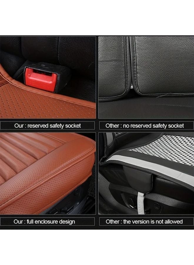 Front Seat Black Breathable PU Leather Car Seat Cushion Protector Anti Slip Storage Pocket - Image 4