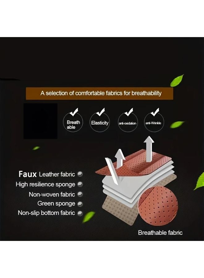 Front Seat Black Breathable PU Leather Car Seat Cushion Protector Anti Slip Storage Pocket - Image 5