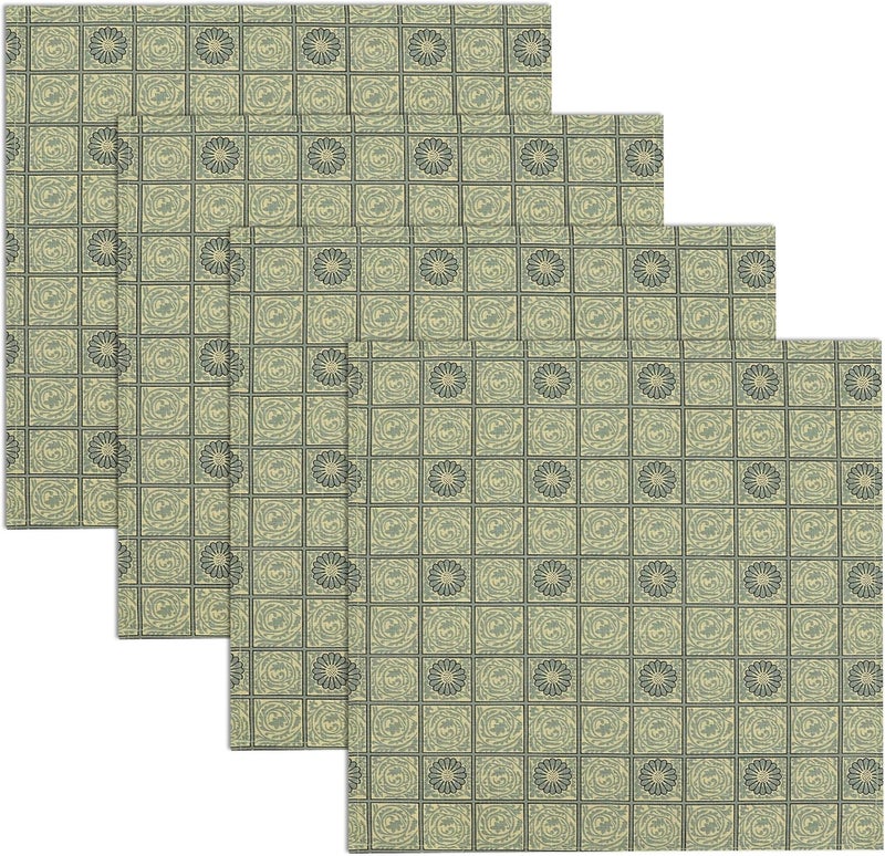 Ruvanti Cloth Napkins Set of 12 Cotton 100 18x18 Inches Napkins Cloth Washable Soft Absorbent Cotton Napkin for Parties Christmas Thanksgiving Weddings Dinner NapkinsCloth  Floral Tiles - Image 2