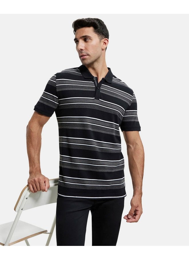 JOCKEY - Jockey Men's Half Sleeved Polo T-Shirt US93_Black & Charcoal Melange_XXL - Image 1