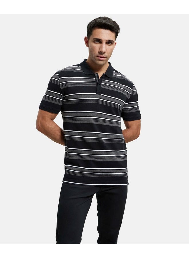 JOCKEY - Jockey Men's Half Sleeved Polo T-Shirt US93_Black & Charcoal Melange_XXL - Image 1