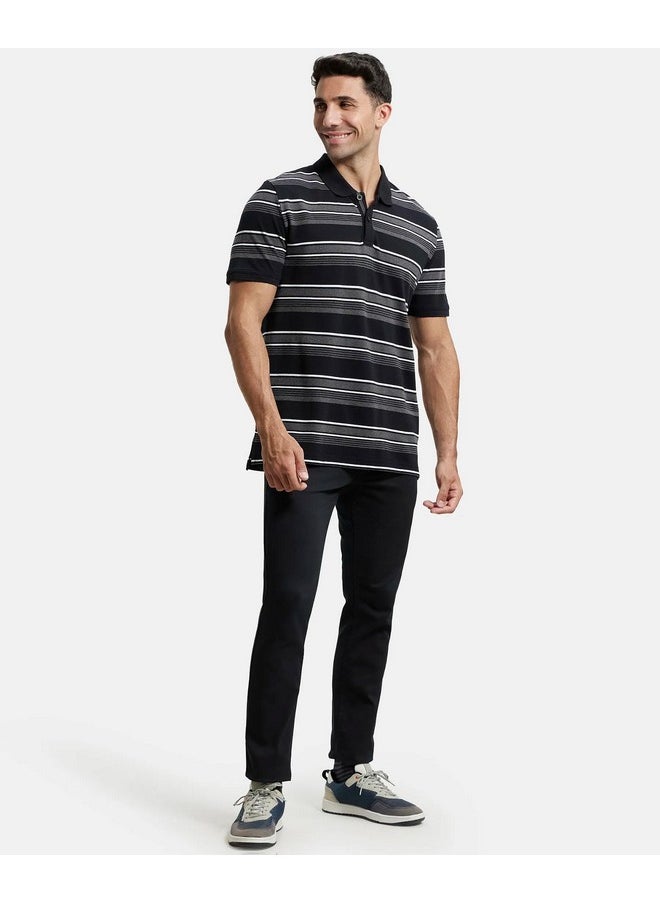 JOCKEY - Jockey Men's Half Sleeved Polo T-Shirt US93_Black & Charcoal Melange_XXL - Image 1