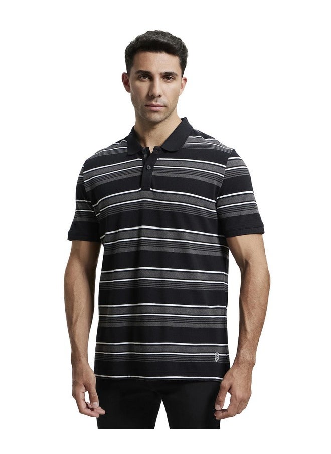 JOCKEY - Jockey Men's Half Sleeved Polo T-Shirt US93_Black & Charcoal Melange_XXL - Image 1