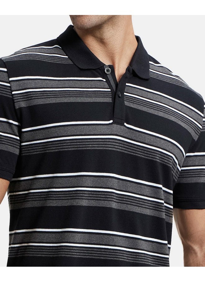 JOCKEY - Jockey Men's Half Sleeved Polo T-Shirt US93_Black & Charcoal Melange_XXL - Image 1