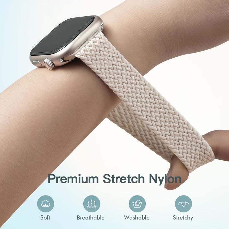 EVIE BAND Custom Fit Magnetic Loop for Apple Watch Series Ultra 42mm 41mm 40mm 38mm, Stretchy Braided Nylon iWatch Strap for Women Small Wrists, Ideal for Sports, Sleep & Workout (Starlight) - Image 3
