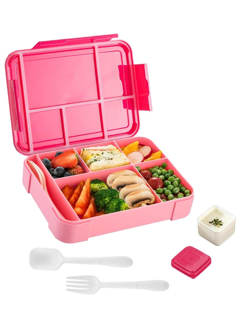 TYCOM Lunch Box for Kid Bento Box Children School Children's Lunch Box with Compartments Leak-proof Lunch Box for Girls and Boys Snack Box Red Pink.  - Image 1