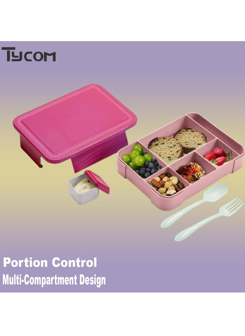 TYCOM Lunch Box for Kid Bento Box Children School Children's Lunch Box with Compartments Leak-proof Lunch Box for Girls and Boys Snack Box Red Pink.  - Image 4