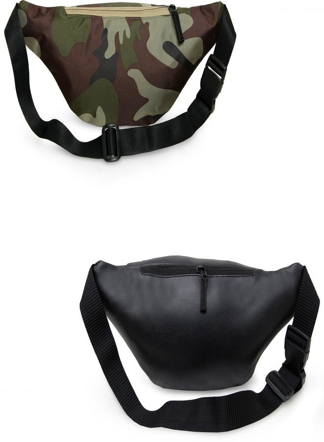 World Star Polyester Waist Pack Travel Handy Hiking Zip Pouch Document Money Phone Belt Sport Bag for Men and Women and Adult | Khaki Black-1 | Rock Army Black Combo Waist Bag - Image 2