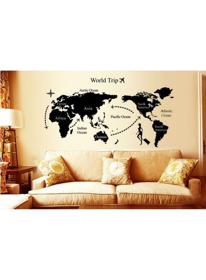 NIBEMINENT Map Of The World Decorative Stickers Black 60x90cm - Image 2