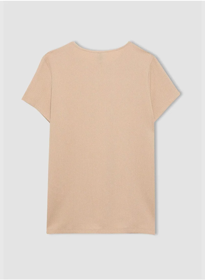 DeFacto Woman Knitted Short Sleeve T-Shirt