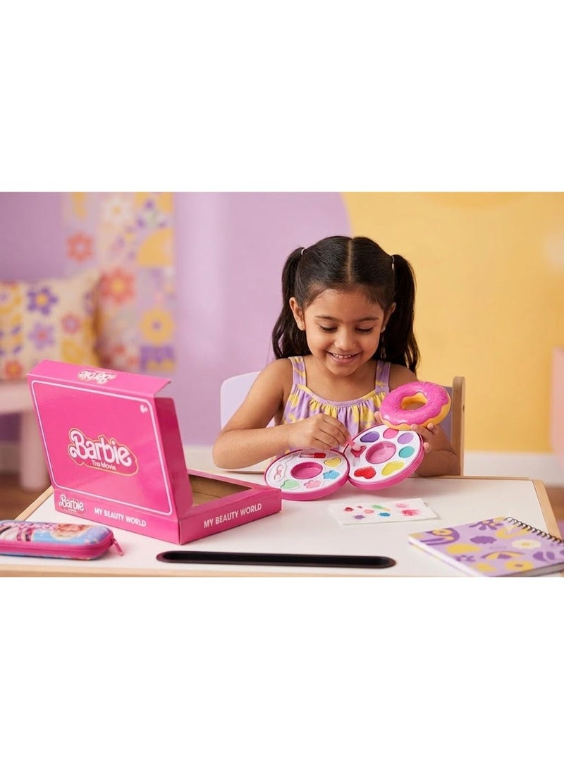 Barbie Kids Donut Makeup Set, Donut Makeup Kit for Girls, Kids Cosmetic Toy Set, Barbie Makeup Bag for Kids, Barbie Beauty Set for Girls, Kids Beauty Salon Toy, Pretend Play Makeup Set, Girls Cosmetic Set, Cute Kids Makeup Bag, Donut Makeup Toy for Girls, Complete Kids Makeup Kit, Kids Beauty Tools Set, Girls Makeup and Styling Toy, Small Beauty Bag for Kids. - Image 1