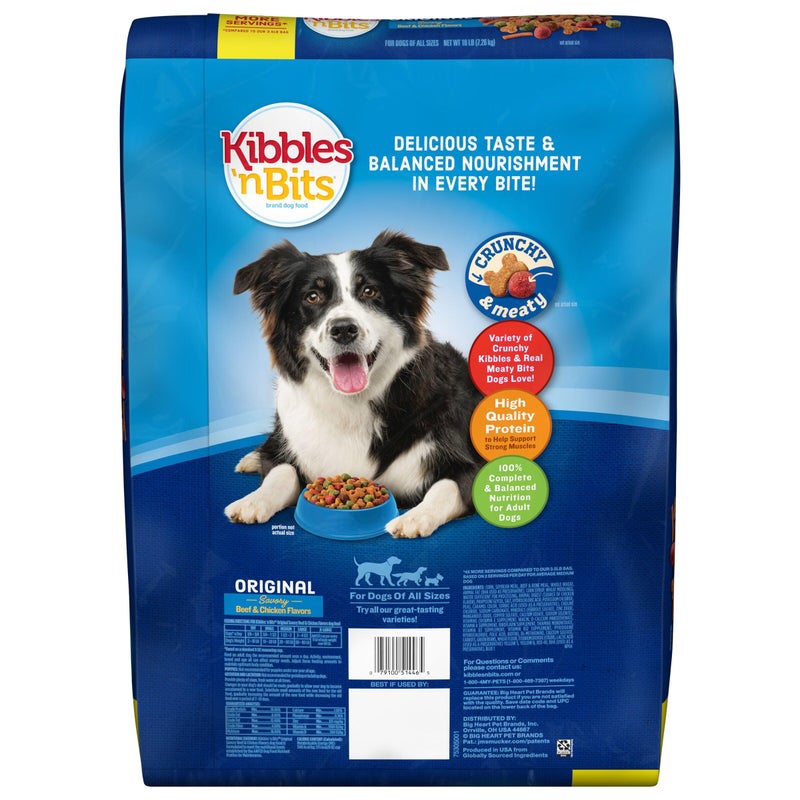 Kibbles 'n Bits Original Dry Dog Food, Savory Beef & Chicken Flavors for Adult Dogs, 16 lb. Bag - Image 2