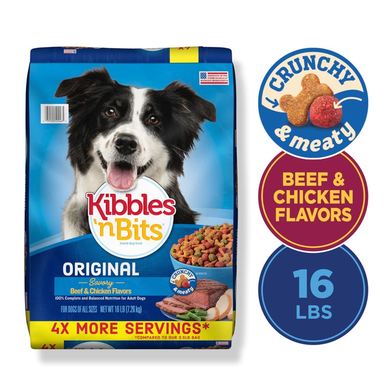 Kibbles 'n Bits Original Dry Dog Food, Savory Beef & Chicken Flavors for Adult Dogs, 16 lb. Bag - Image 3