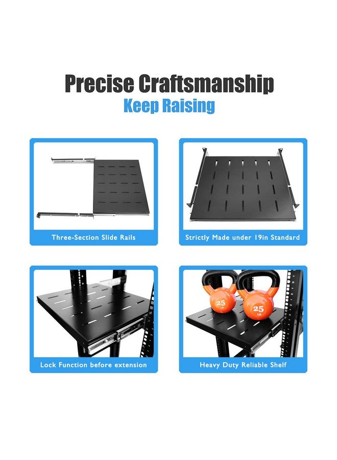 Raising Electronics Raising Electronics Sliding Rack Server Shelf 1U 19'' 4 Post Rack Mount-Adjustable 15''-22''  - Image 5