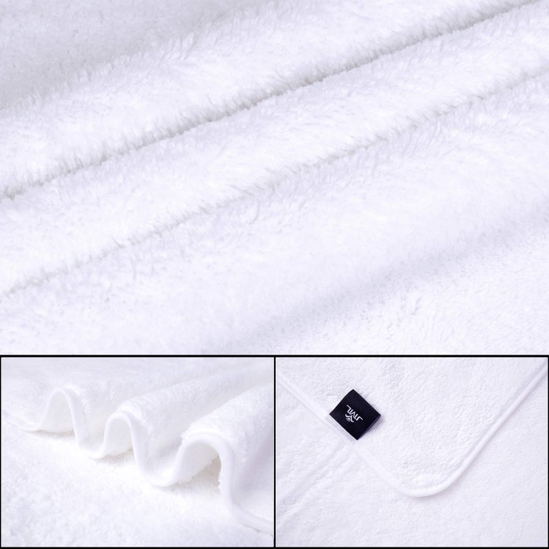 JML Bath Towels, 2 Pack, 30"x60", Large Microfiber Bath Towel Set for Body - Oversized, Lightweight, Soft, Absorbent, Lint Free, Perfect for Adult Men Suana Gym Shower Pool Yoga, Coral Fleece White - Image 2
