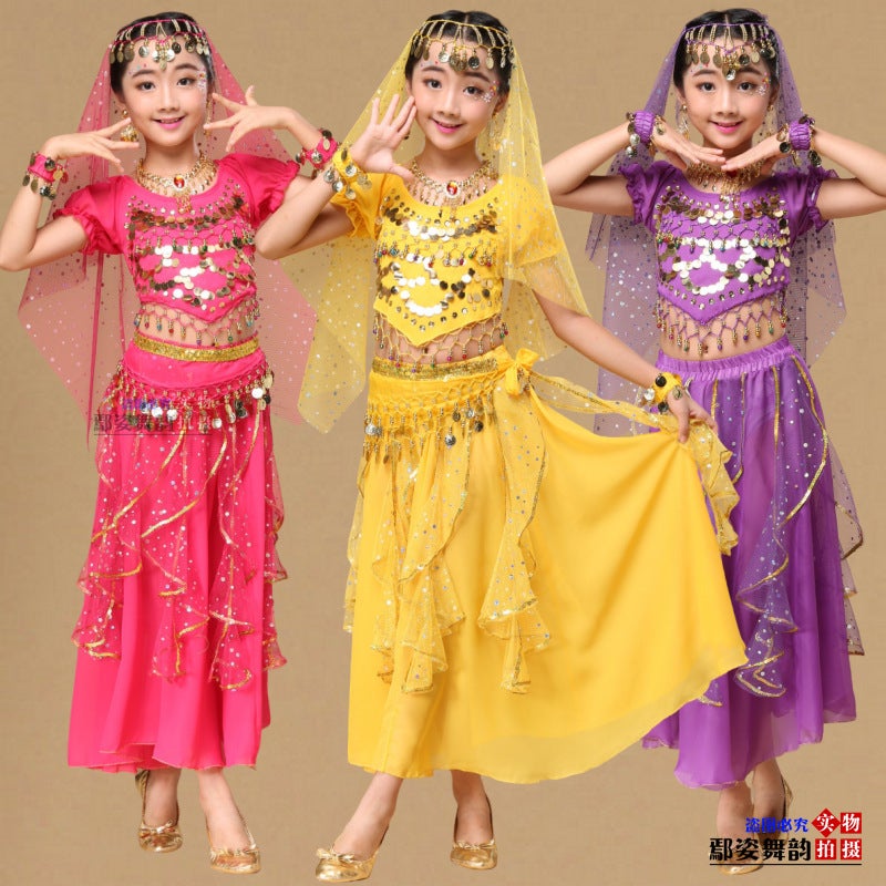 Children'S Indian Dance Performance Costume Children'S Xinjiang Dance Performance Costume Folk Dance Belly Dance Tianzhu Girl Performance Costume - Image 4
