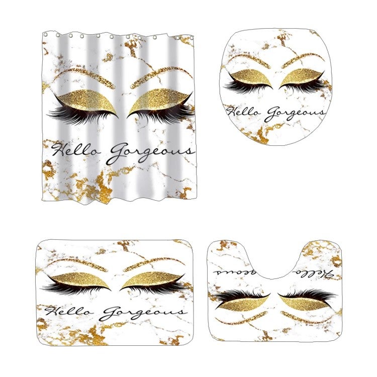 Y&D Hot Selling Luxury Shower Curtain Print with Bath Mat 4pc Set Shower Curtain Set - Image 1