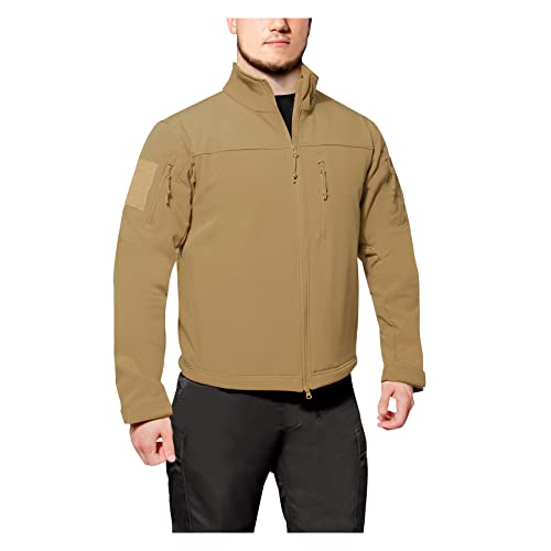 Rothco Stealth Ops Soft Shell Tactical Jacket Lightweight Water Resistant 3Layer Outdoor Coat with Fleece Lining Coyote Brown M - Image 1