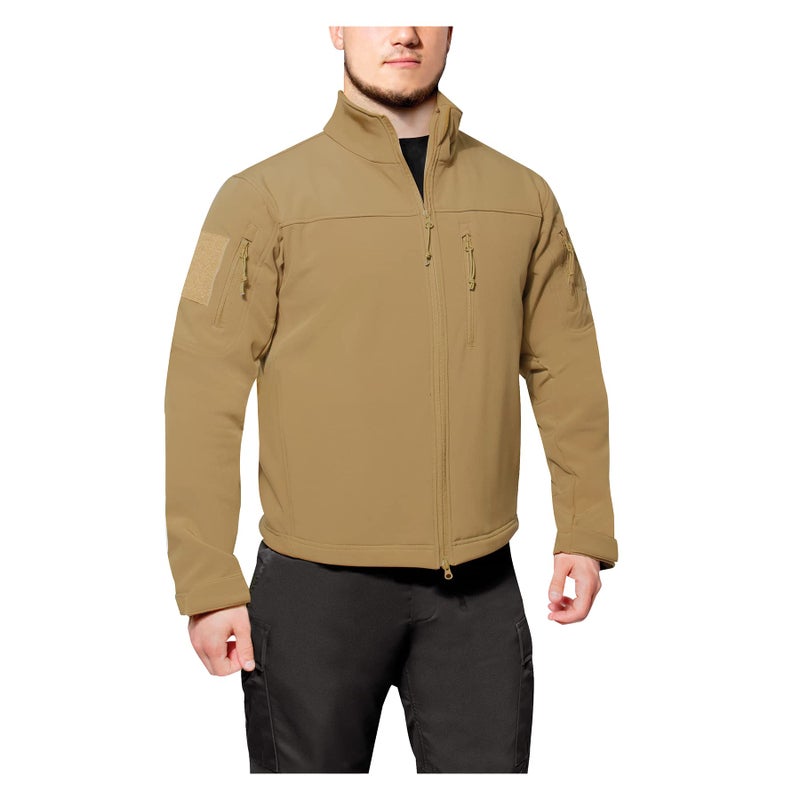 Rothco Stealth Ops Soft Shell Tactical Jacket Lightweight Water Resistant 3Layer Outdoor Coat with Fleece Lining Coyote Brown M - Image 2
