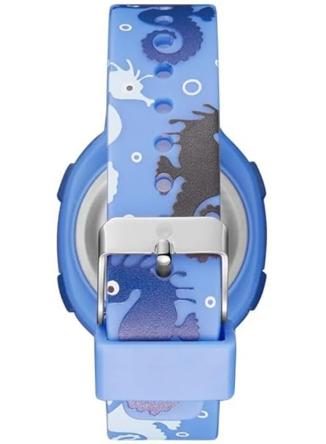 أسترو Astro Kids Watch, Digital Display and Polyurethane Strap - A23913-PPNN-SH, Dark Blue-Seahorse Print