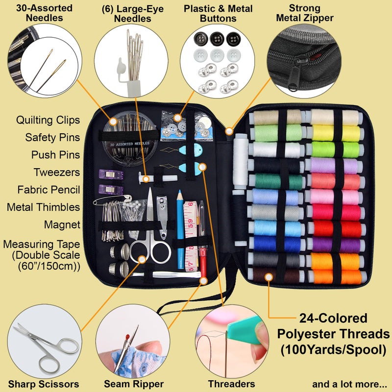 Vellostar Sewing Kit for Adults - A Portable Needle and Thread Kit with Essential Sewing Supplies and Accessories for Small Clothing Repairs, a Basic Travel Mending Set for Beginners and Pros - Image 3