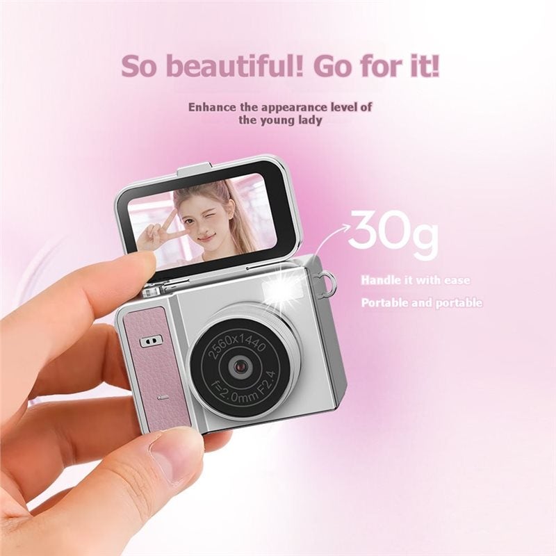Thumb Keychain Camera 1.47-Inch Flip Screen Mini Action Camera 1080P Retro Style Very Small Camcorder Gray - Image 4