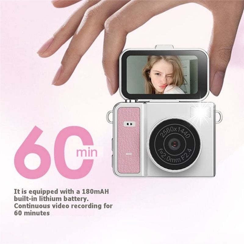 Thumb Keychain Camera 1.47-Inch Flip Screen Mini Action Camera 1080P Retro Style Very Small Camcorder Gray - Image 5