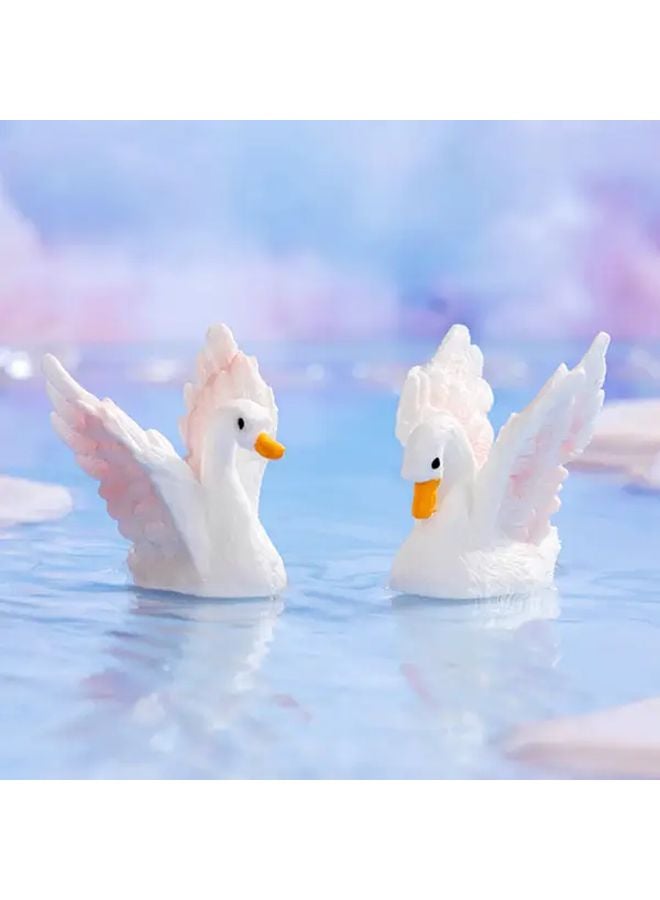 Head Up White Swan Resin Ornament Fairy Garden Decor DIY Landscaping - Image 2