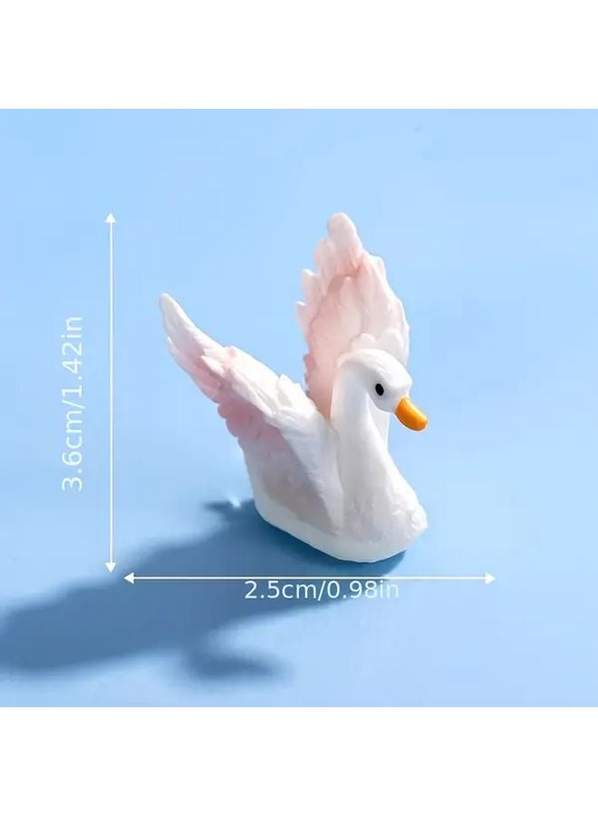 Head Up White Swan Resin Ornament Fairy Garden Decor DIY Landscaping - Image 1
