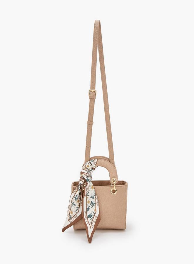 Le Confort Textured Mini Tote Bag With Scarf Accent - Image 2