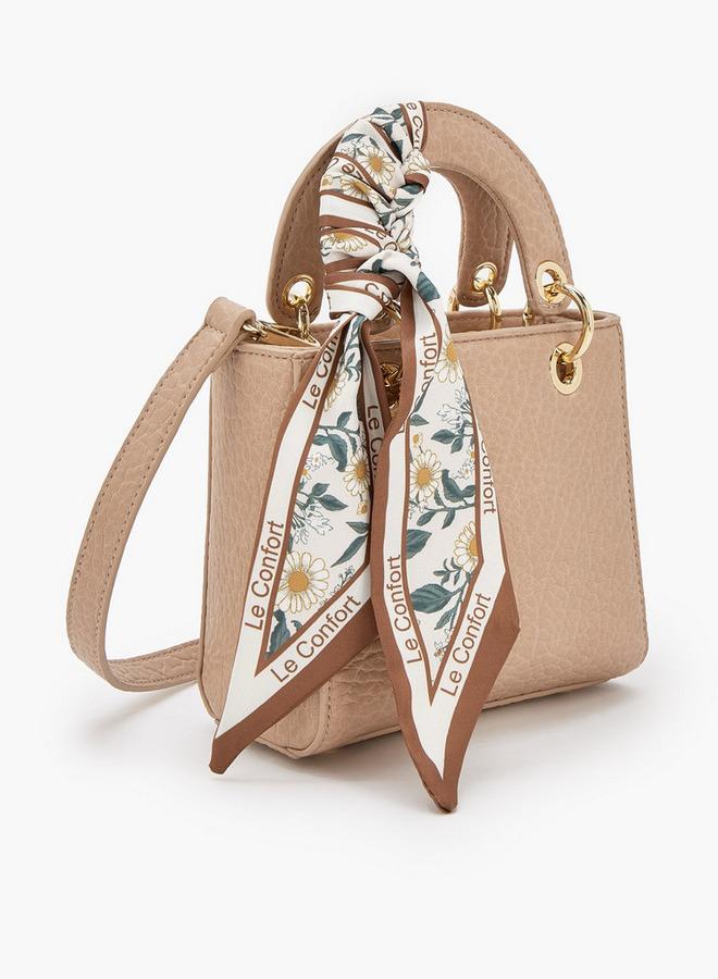 Le Confort Textured Mini Tote Bag With Scarf Accent - Image 3