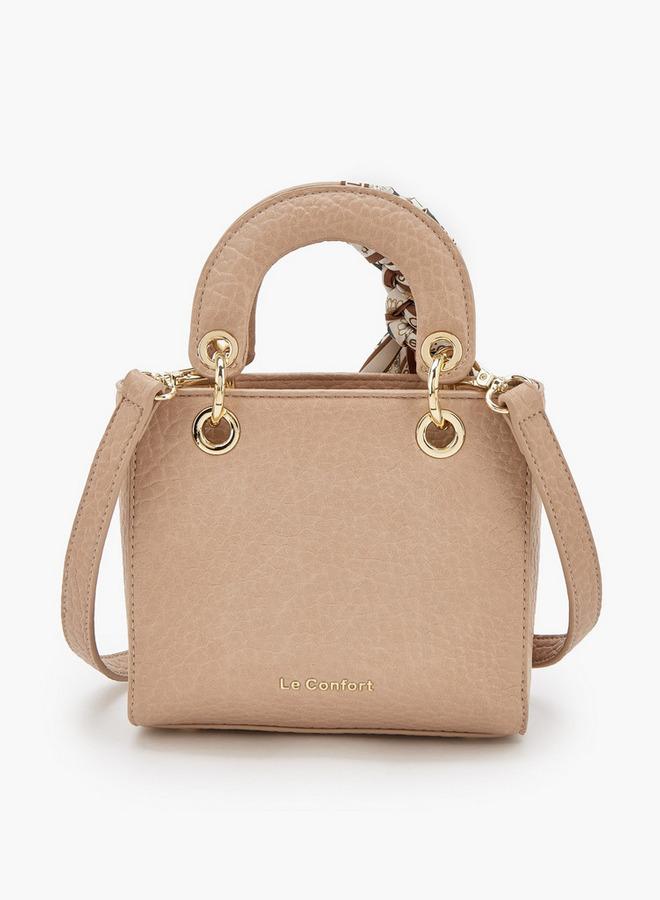 Le Confort Textured Mini Tote Bag With Scarf Accent - Image 5