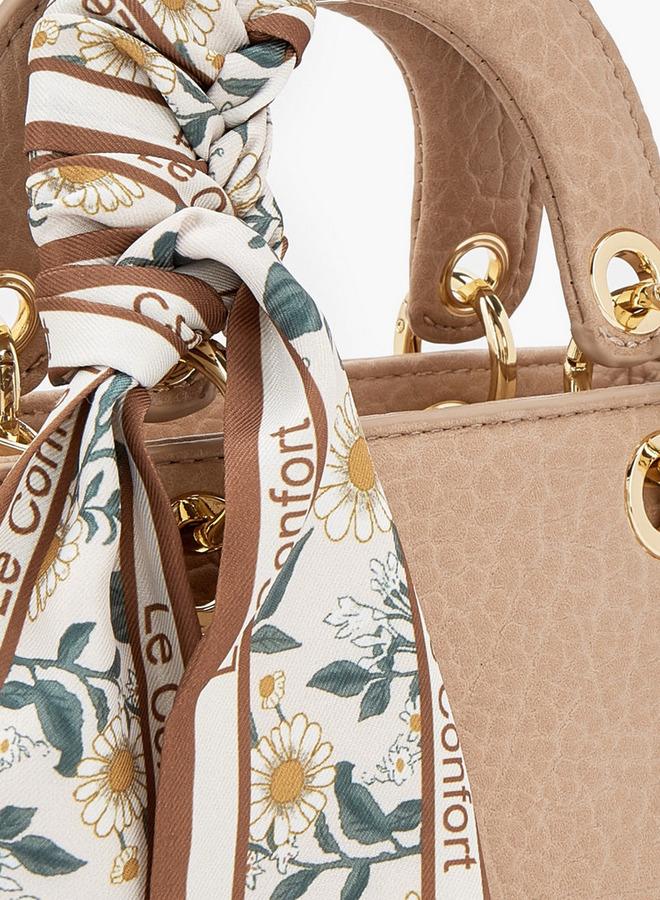 Le Confort Textured Mini Tote Bag With Scarf Accent - Image 4
